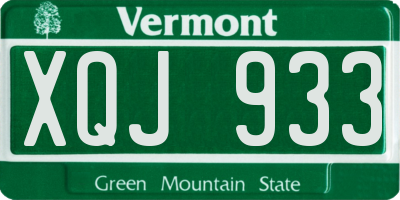 VT license plate XQJ933