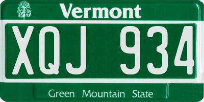 VT license plate XQJ934