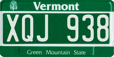 VT license plate XQJ938