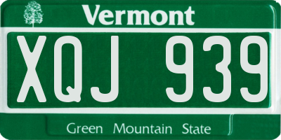 VT license plate XQJ939