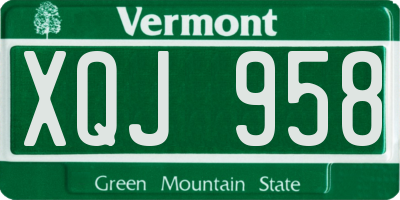 VT license plate XQJ958