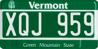 VT license plate XQJ959