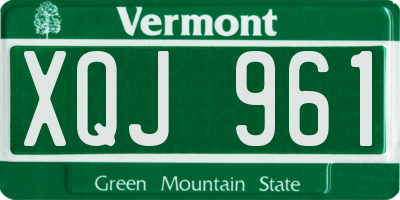 VT license plate XQJ961