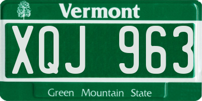 VT license plate XQJ963