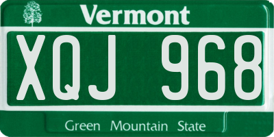 VT license plate XQJ968
