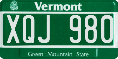 VT license plate XQJ980