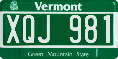 VT license plate XQJ981