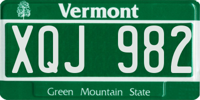VT license plate XQJ982