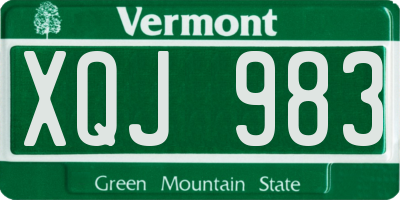 VT license plate XQJ983