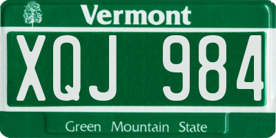 VT license plate XQJ984
