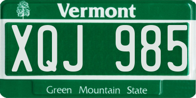 VT license plate XQJ985