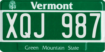 VT license plate XQJ987