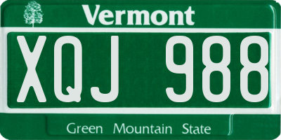 VT license plate XQJ988