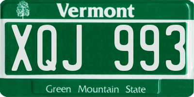 VT license plate XQJ993