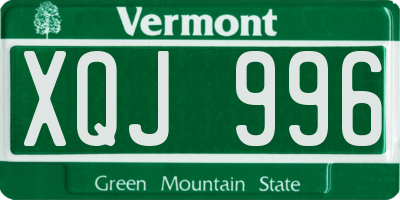 VT license plate XQJ996