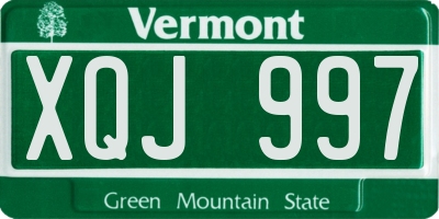 VT license plate XQJ997
