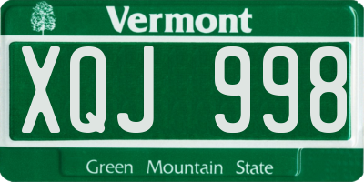 VT license plate XQJ998