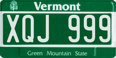 VT license plate XQJ999