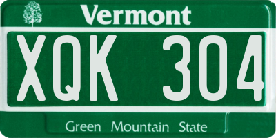 VT license plate XQK304