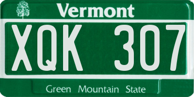 VT license plate XQK307