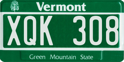 VT license plate XQK308