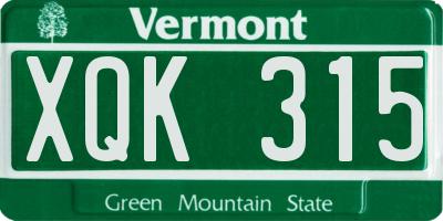 VT license plate XQK315