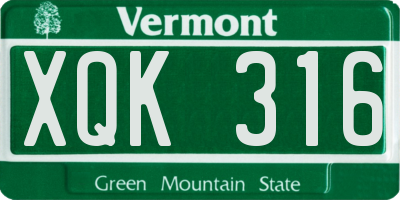 VT license plate XQK316