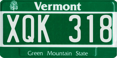 VT license plate XQK318