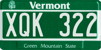 VT license plate XQK322