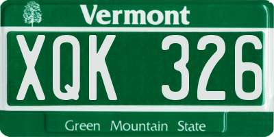 VT license plate XQK326