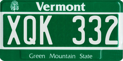 VT license plate XQK332