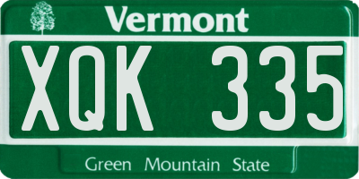 VT license plate XQK335