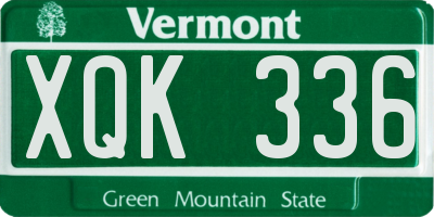 VT license plate XQK336