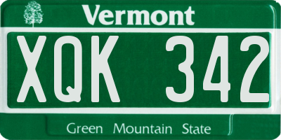 VT license plate XQK342