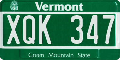 VT license plate XQK347