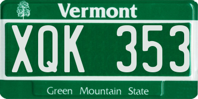 VT license plate XQK353