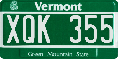 VT license plate XQK355