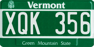 VT license plate XQK356