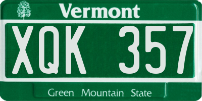 VT license plate XQK357