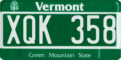 VT license plate XQK358