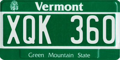 VT license plate XQK360