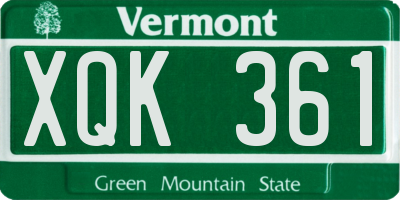 VT license plate XQK361