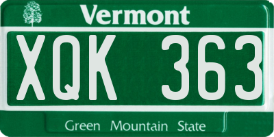 VT license plate XQK363