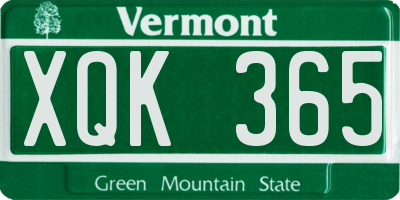 VT license plate XQK365