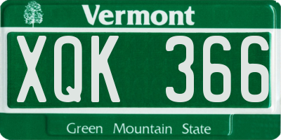 VT license plate XQK366