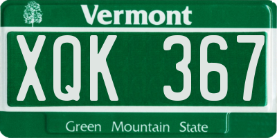 VT license plate XQK367