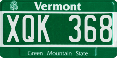 VT license plate XQK368