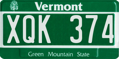 VT license plate XQK374