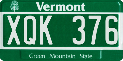 VT license plate XQK376