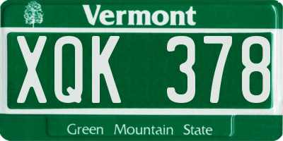 VT license plate XQK378